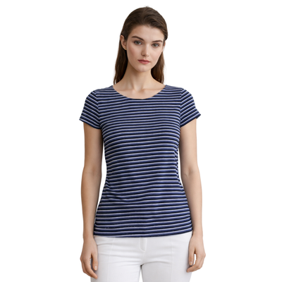Blusa Rayas Clásica Casual Azul
