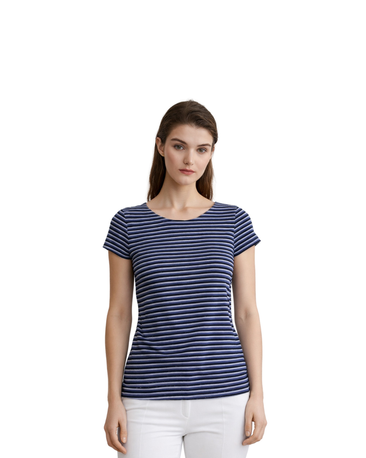 Blusa Rayas Clásica Casual Azul