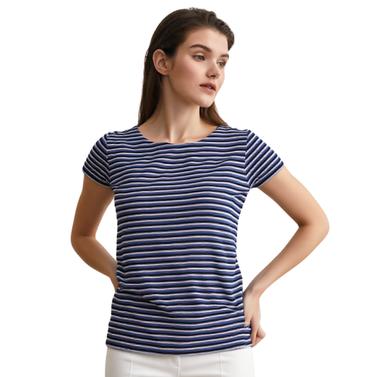 Blusa Rayas Clásica Casual Azul