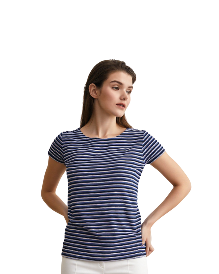 Blusa Rayas Clásica Casual Azul