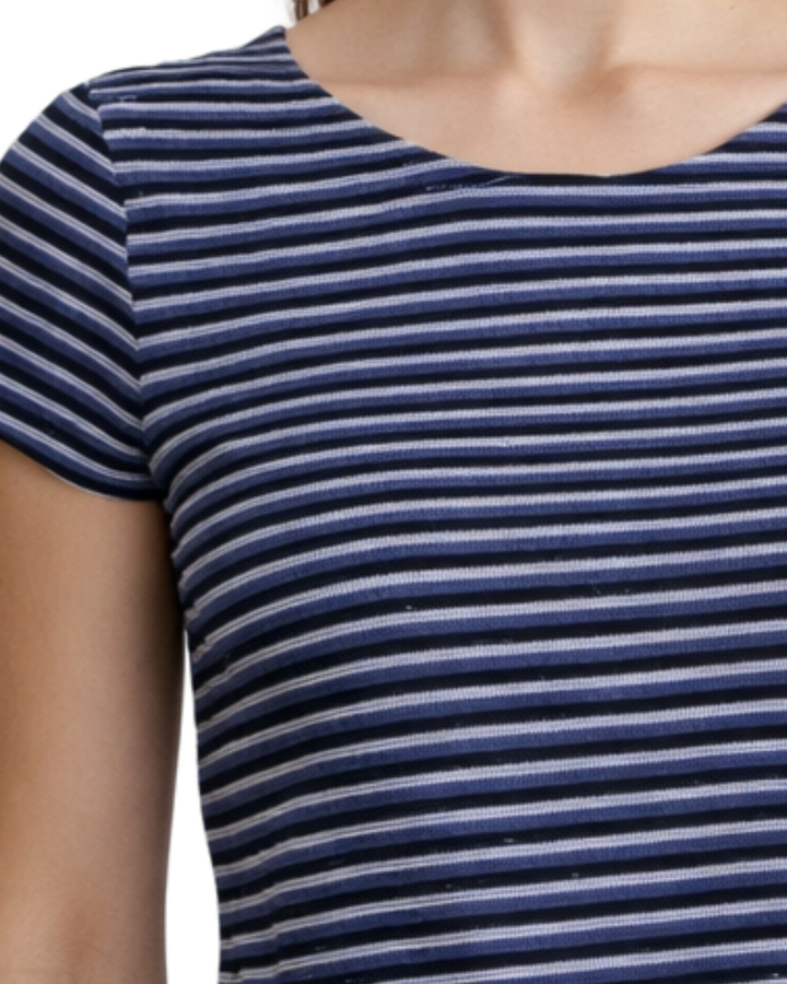 Blusa Rayas Clásica Casual Azul