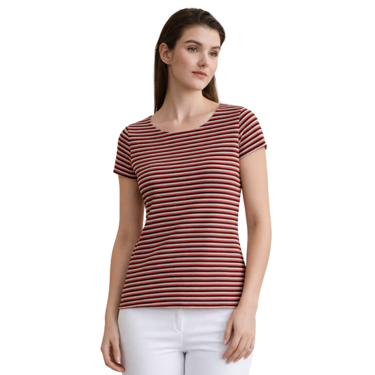 Blusa Rayas Clásica Casual Rosa
