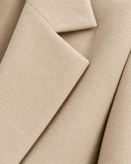 Saco Texturizado Solapa Beige – detalle de tela