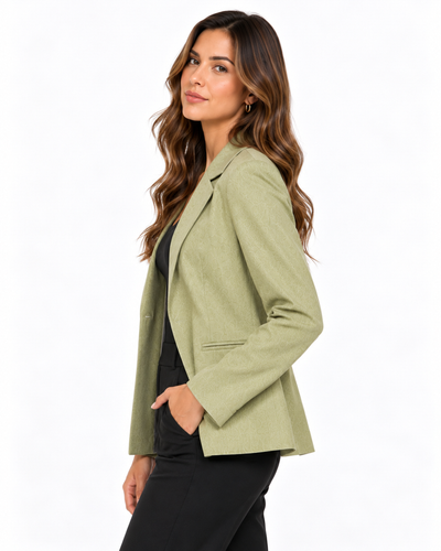 Saco Texturizado Solapa Verde – de lado