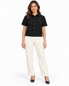 Blusa Botones Corazón Negro – frente