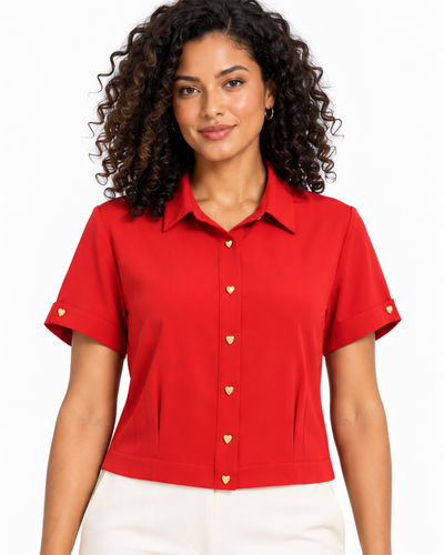 Blusa Botones Corazón Rojo – detalle de la prenda