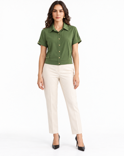 Blusa Botones Corazón Verde – frente
