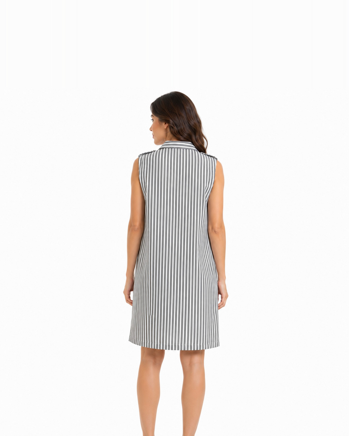 Vestido Camisero Rayas Negro – de espalda