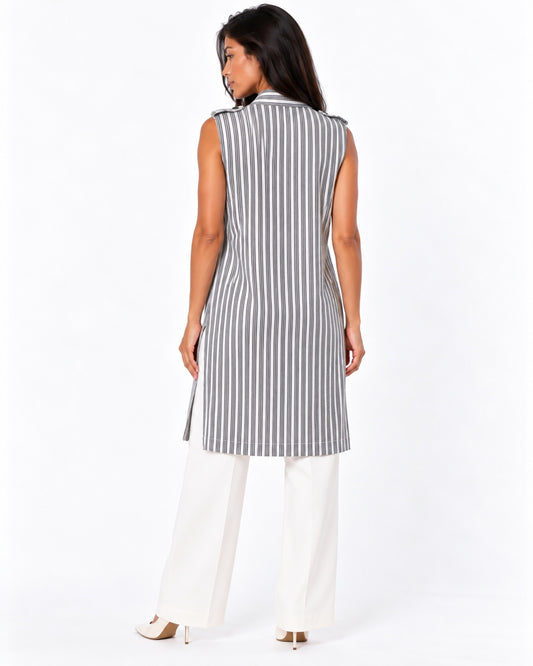 Vestido Camisero Rayas Negro – de espalda