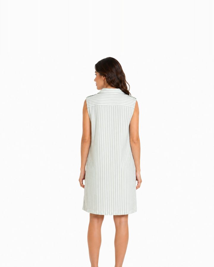 Vestido Camisero Rayas Verde – de espalda