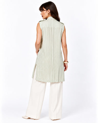 Vestido Camisero Rayas Verde – de espalda