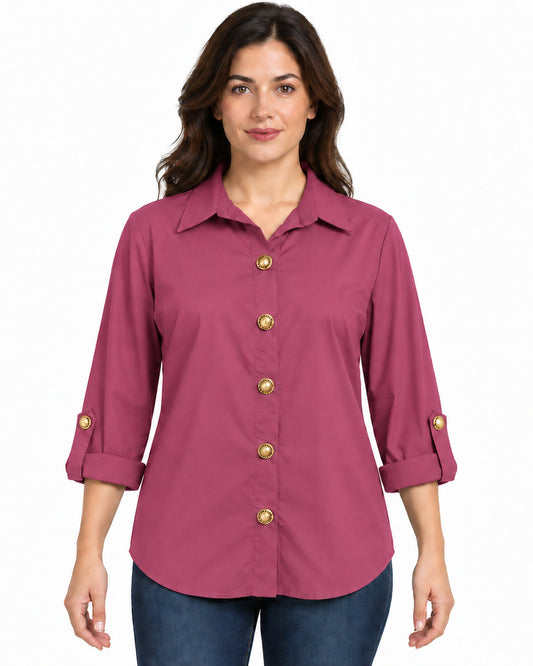 Camisera Botón Dorado Rosa – frente