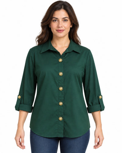 Camisera Botón Dorado Verde – frente