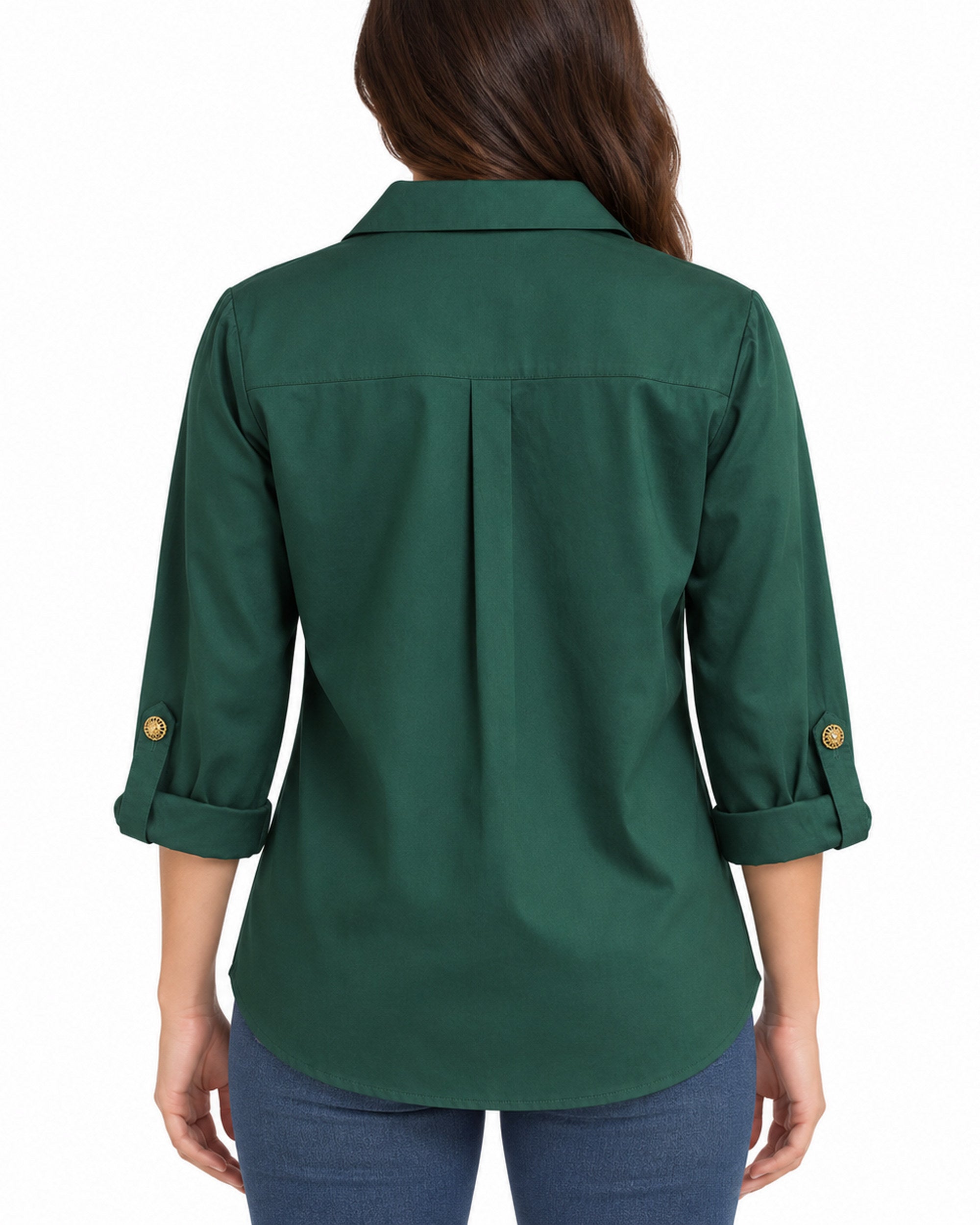 Camisera Botón Dorado Verde – espalda