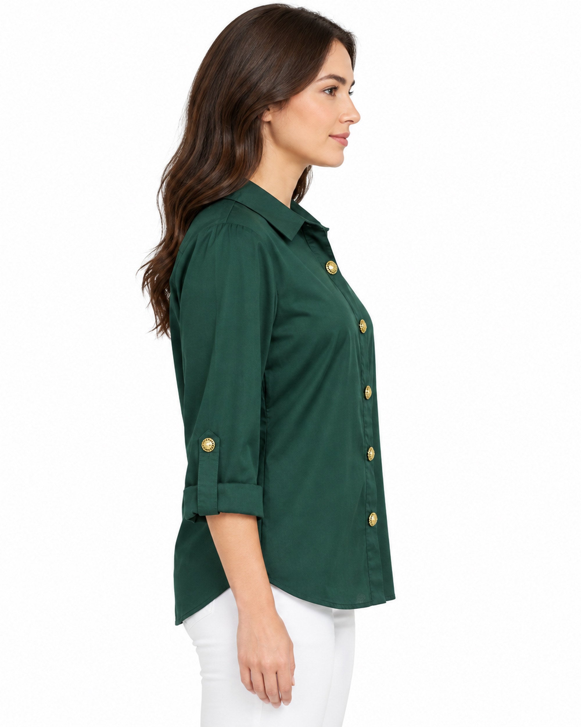 Camisera Botón Dorado Verde – lateral