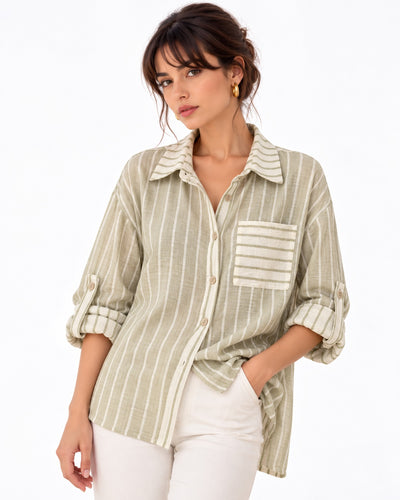 Camisera Oversize Rayas Blanco – frente