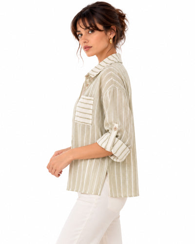 Camisera Oversize Rayas Blanco – lateral