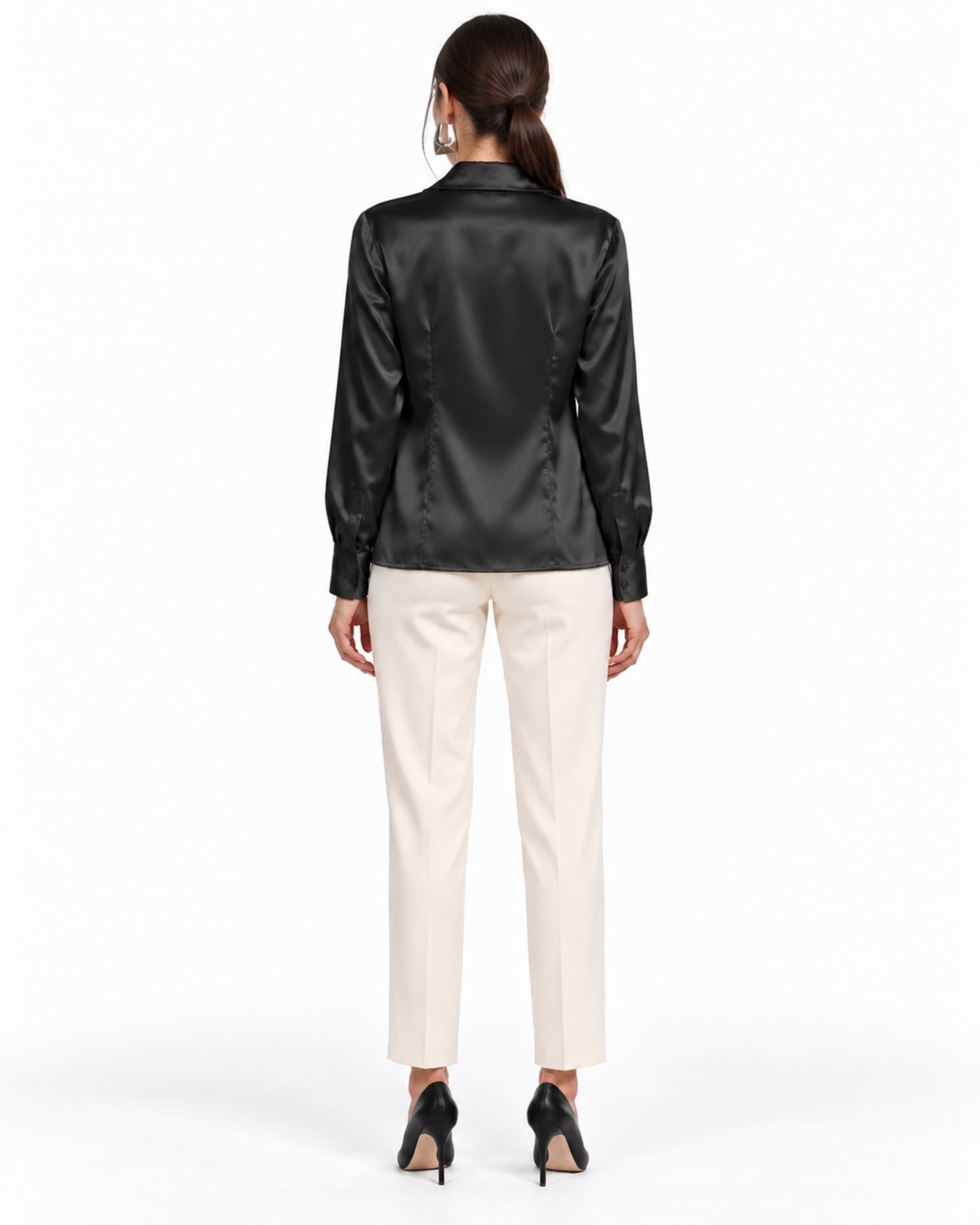 Blusa Satén Botón Joya