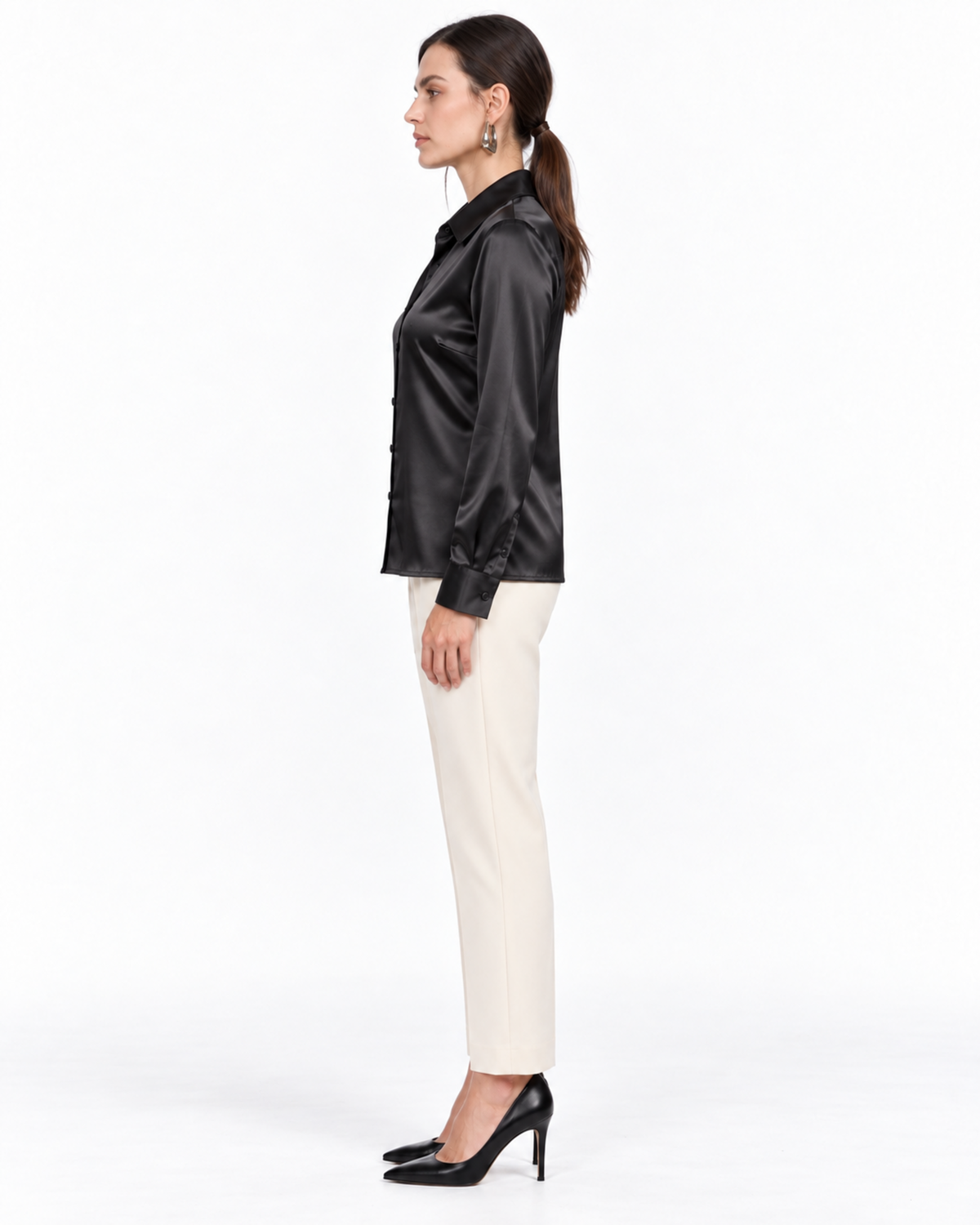 Blusa Satén Botón Joya