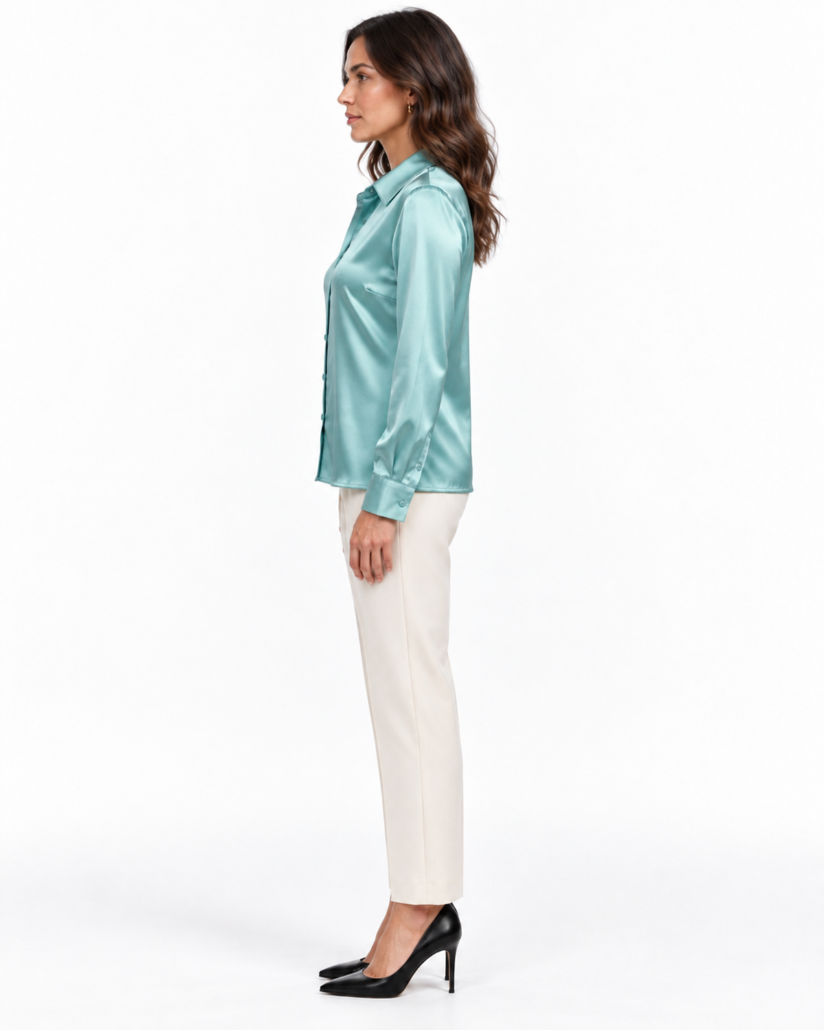 Blusa Satén Botón Joya