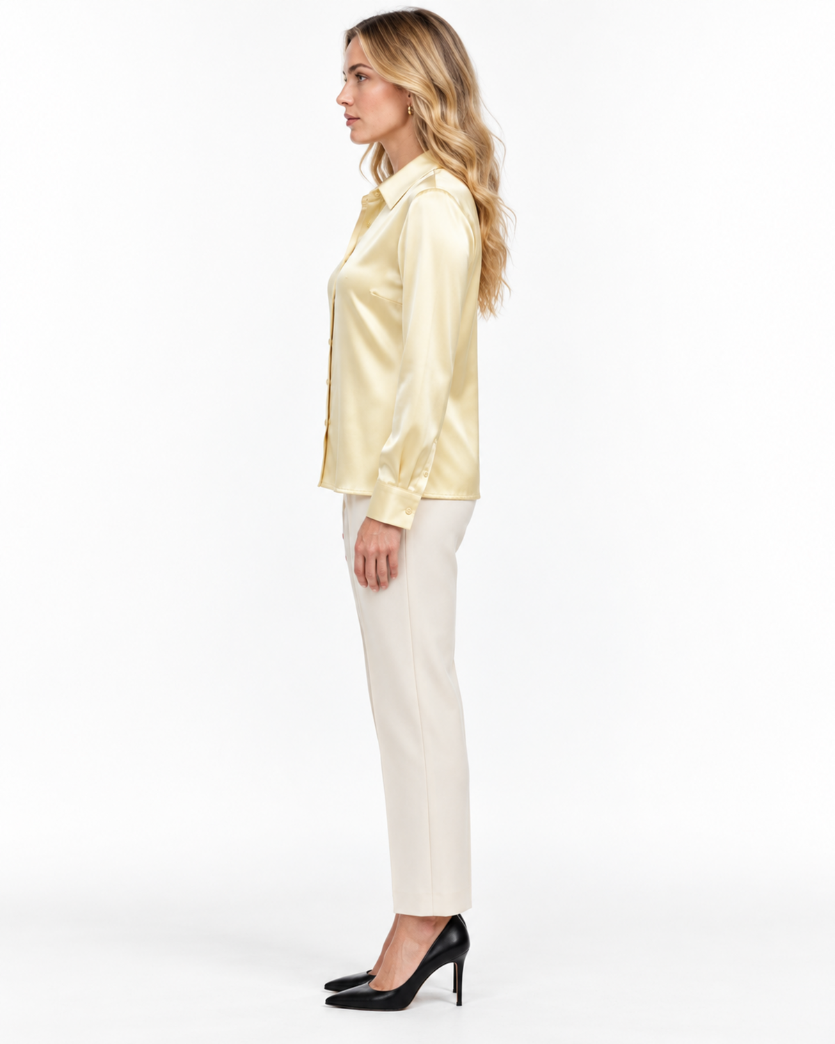 Blusa Satén Botón Joya