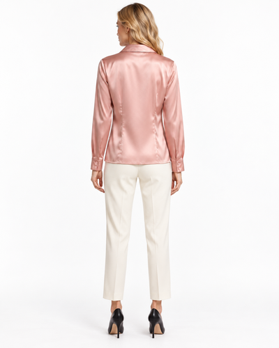 Blusa Satén Botón Joya Rosa – espalda