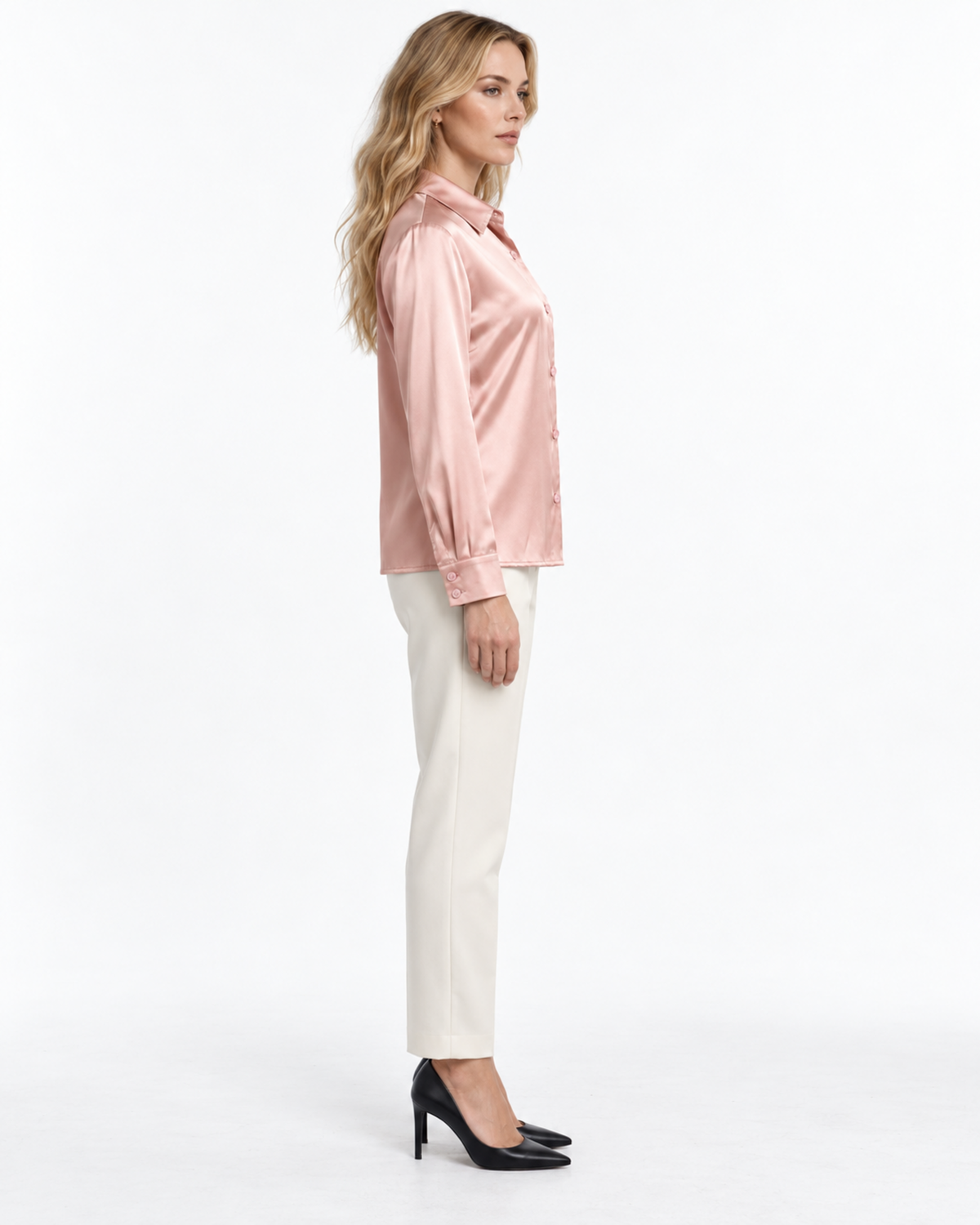 Blusa Satén Botón Joya