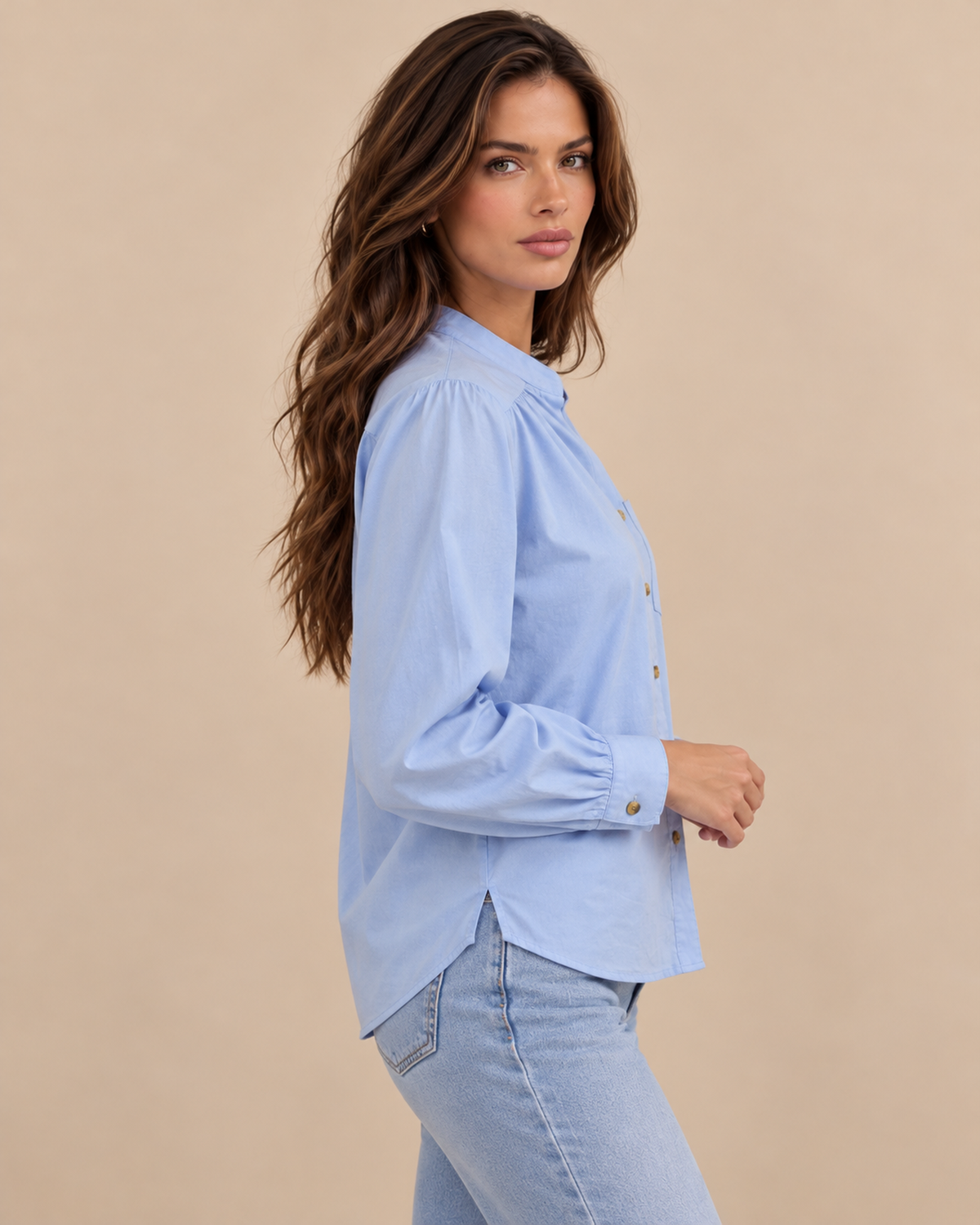 Blusa Cuello Mao Botones