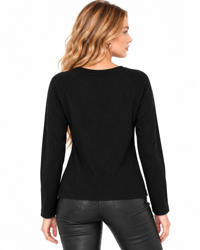 Blusa Canalé Botones Joya Negro – espalda