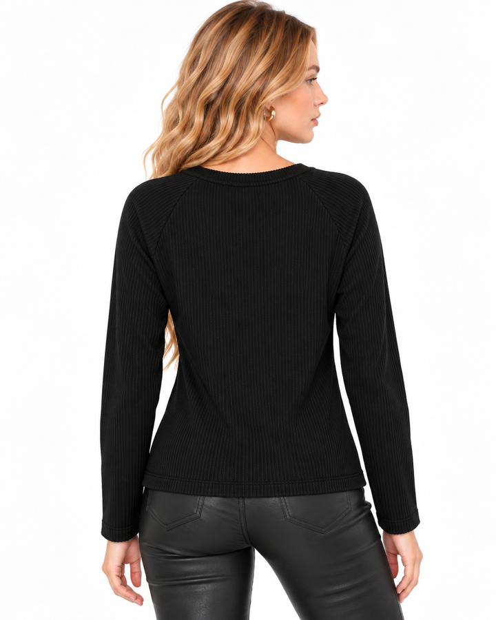 Blusa Canalé Botones Joya Negro – espalda