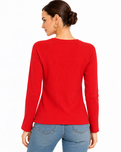 Blusa Canalé Botones Joya Rojo – espalda