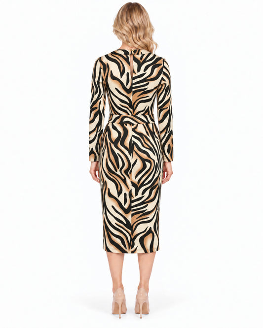 Vestido Midi Estampado Negro – espalda
