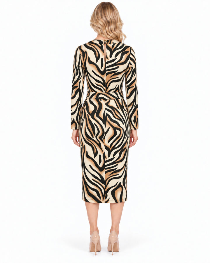 Vestido Midi Estampado Negro – espalda