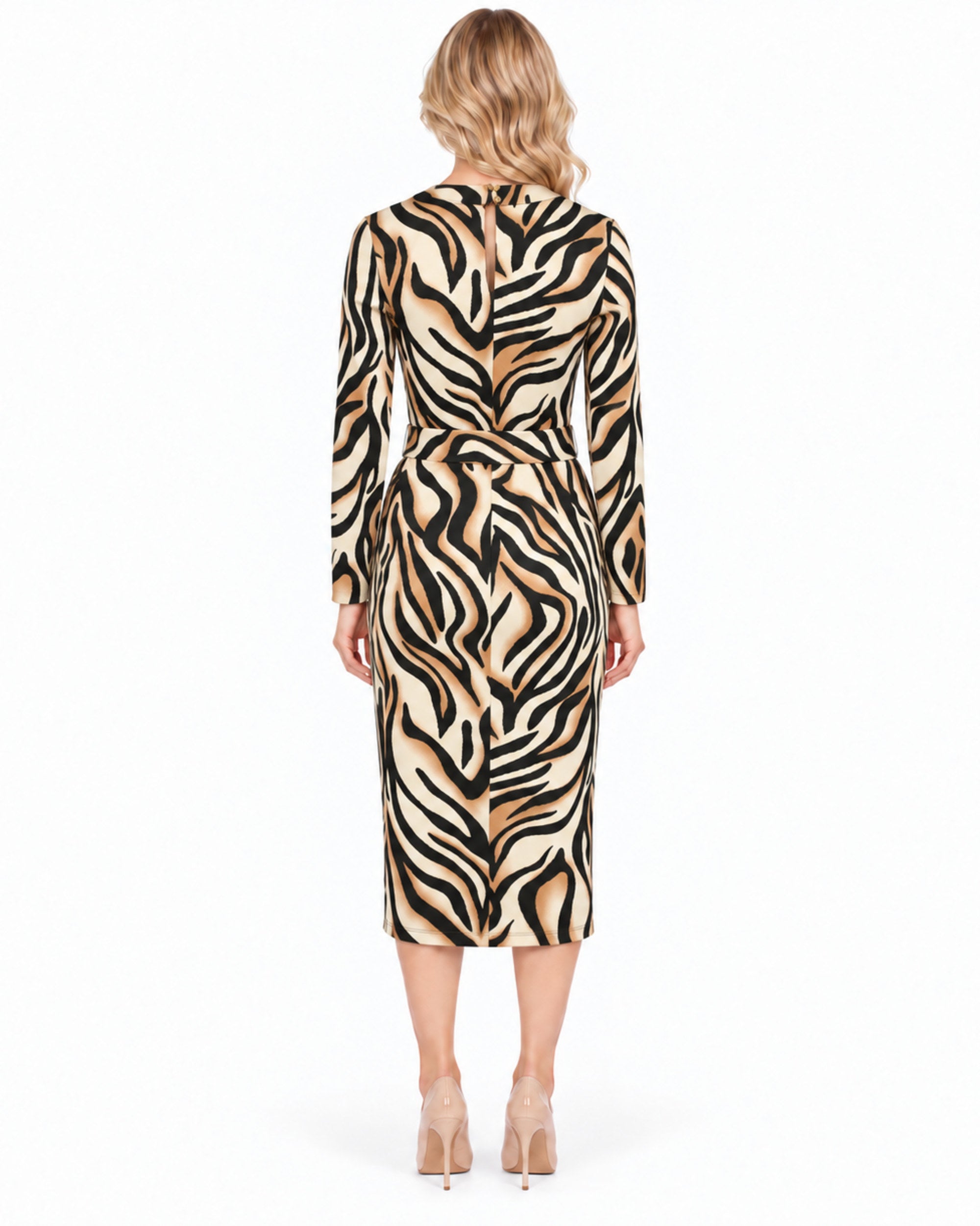 Vestido Midi Estampado Negro – espalda