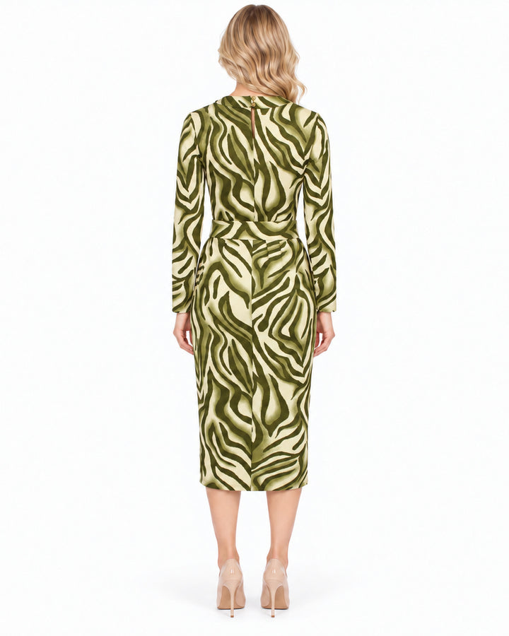 Vestido Midi Estampado Verde – espalda