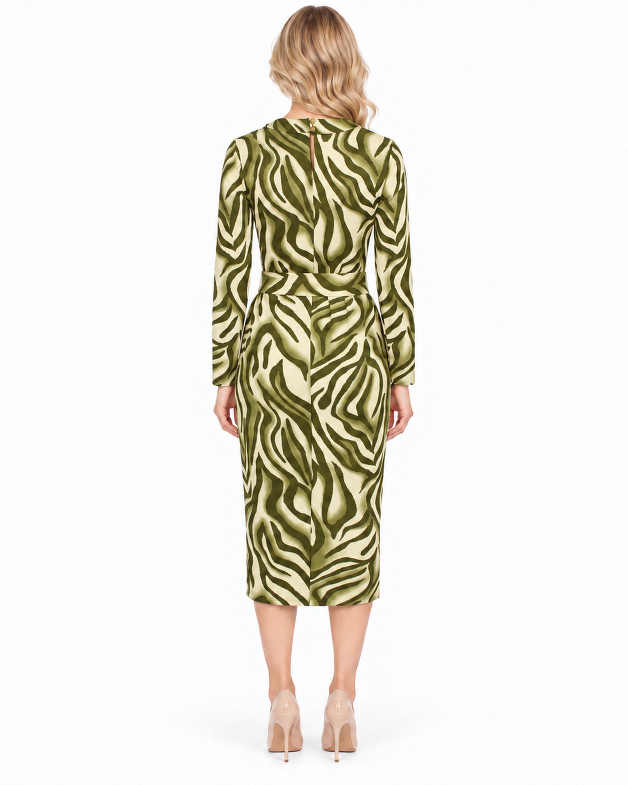Vestido Midi Estampado Verde – espalda