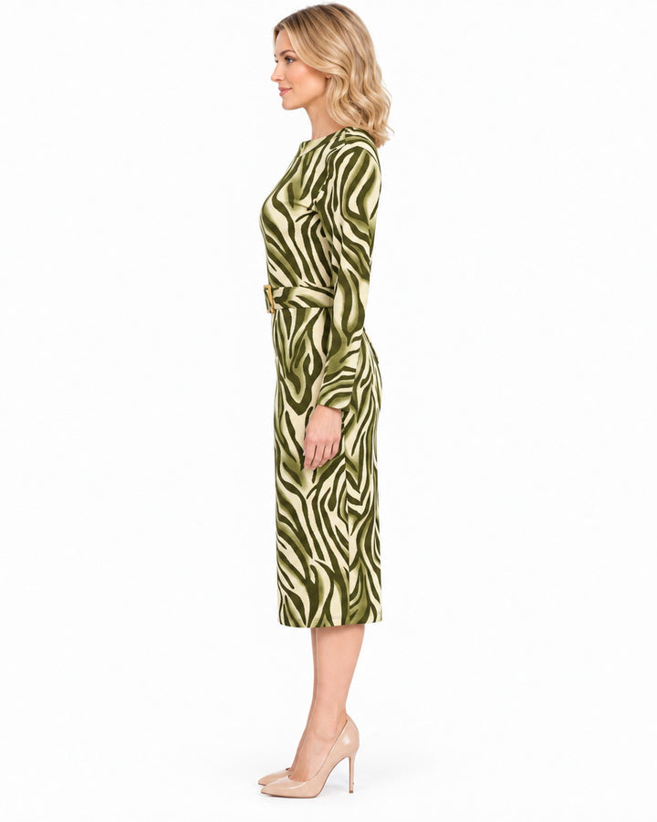 Vestido Midi Estampado Verde – lateral