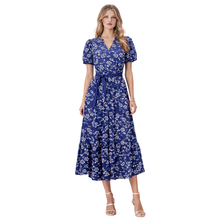 Vestido Midi Floral Romance Azul – de frente