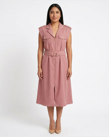 Vestido Safari Hebilla Argolla Rosa – de frente