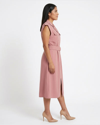 Vestido Safari Hebilla Argolla Rosa – de lado