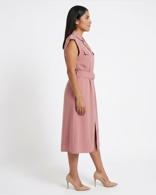 Vestido Safari Hebilla Argolla Rosa – de lado