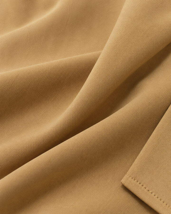 Vestido Safari Hebilla Argolla Khaki – detalle de la tela