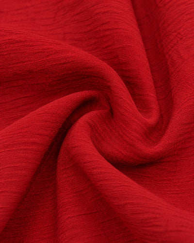 Vestido Camisero Largo Bolsillos Rojo – detalle de tela