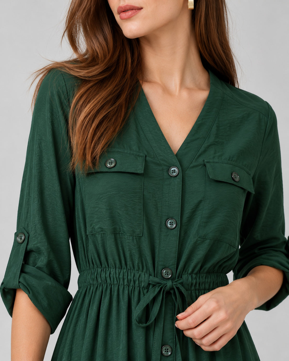 Vestido Camisero Largo Bolsillos