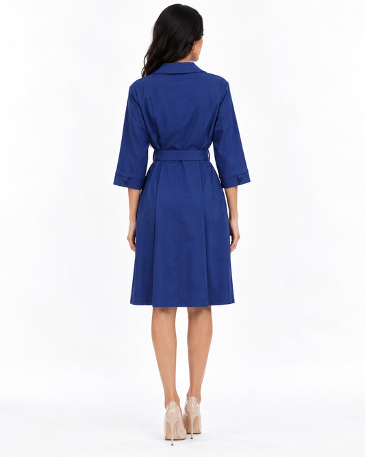 Vestido Camisero Hebilla Azul – de espalda