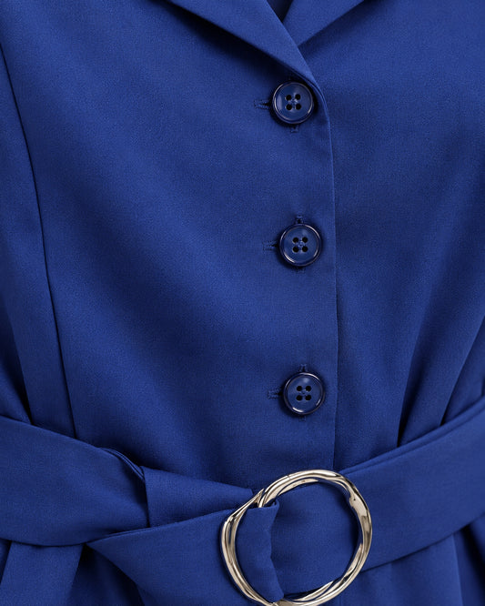 Vestido Camisero Hebilla Azul – detalle de la tela