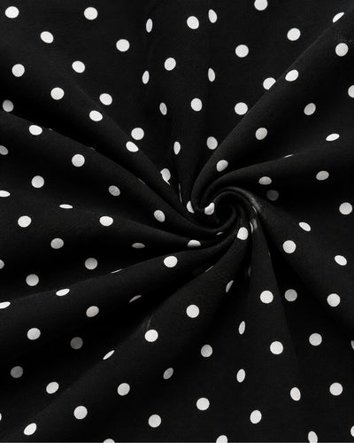 Vestido Largo Lunares Cinturón Negro – detalle de tela