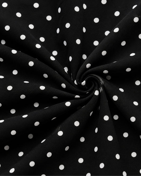 Vestido Largo Lunares Cinturón Negro – detalle de tela