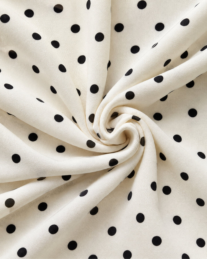 Vestido Largo Lunares Cinturón Hueso – detalle de tela