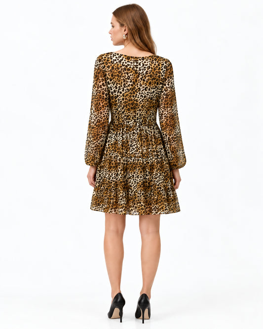Vestido Animal Print Olanes Café – espalda